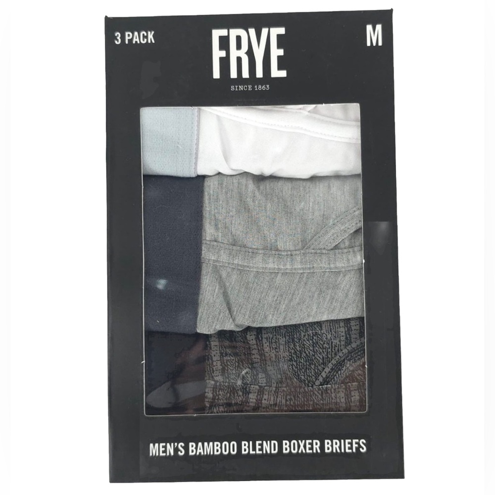 NWB FRYE MENS‎ 3 PK BAMBOO BLEND BOXER BRIEFS Ultrasoft SMALL, MEDIUM